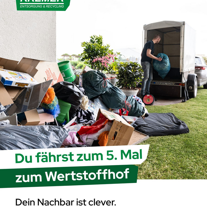 Du fährst gerade zum fünften Mal zum Wertstoffhof? 😉
Der Anhänger ist wieder voll, die Warteschlange ist lang und... Du fährst gerade zum fünften Mal zum Wertstoffhof? 😉
Der Anhänger ist wieder voll, die Warteschlange ist lang und...
