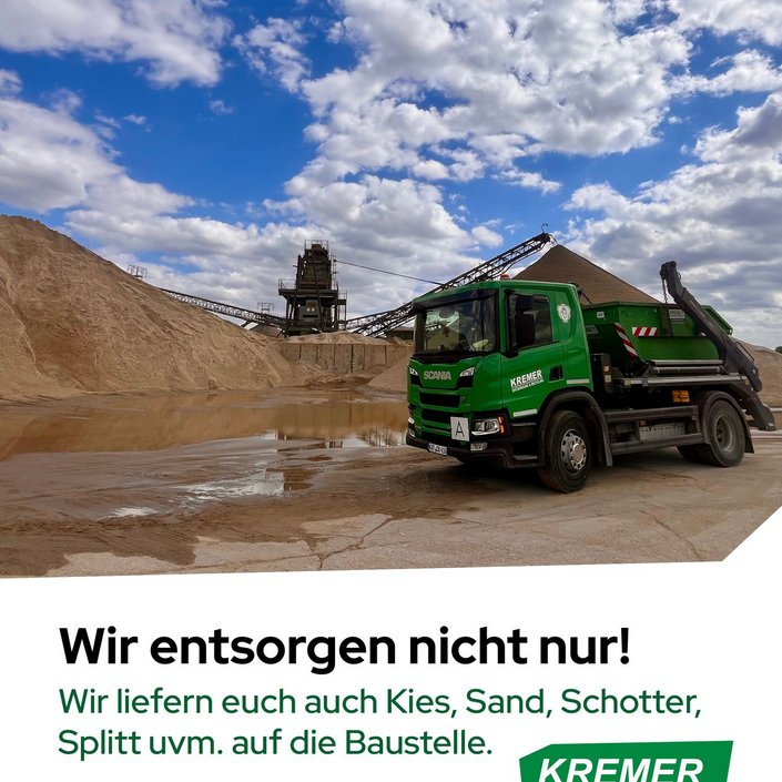 Wir entsorgen nicht nur, wir liefern auch. 👀

Im Kremer Onlineshop könnt ihr nicht nur Container bestellen. Auch Kies,...