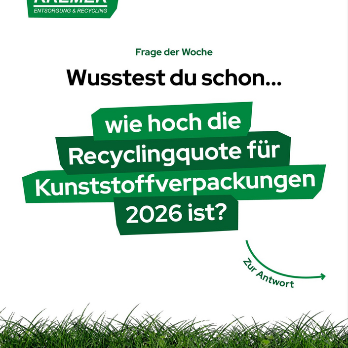 Wusstest du schon? ♻️

2026 liegt die Recyclingquote für Kunststoffverpackungen bei 70 %. Damit hat sich die Quote seit...